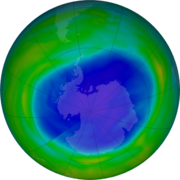 Antarctic ozone map for 10 September 2022